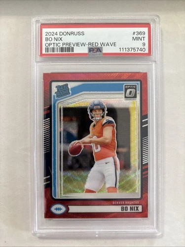 2024 Panini Donruss Optic Preview Bo Nix Red Wave Prizm RC PSA 9 - Broncos