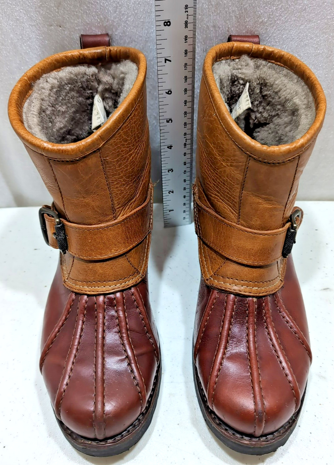 Frye Veronica Shearling Leather Engineer Duck Boo… - image 2