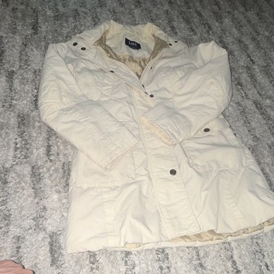 l.e.i. Ivory Mid-Length Lined Puffer Jacket Women's M Snap Buttons Pockets
