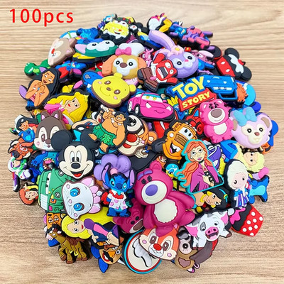 100PCS Cartoon Shoe Charms Set PVC Random Style Decorations for Clogs Bags
