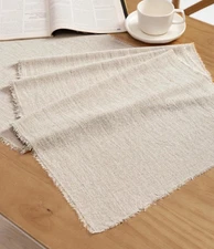 Beige Table Runner 14 x 72 Inches Long Slub Texture Cotton Linen Table Runner...