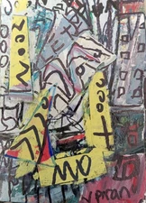  Original Ooak Aceo ATC Art Card Abstract Expressionism Collage Mini Painting 