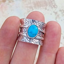 Turquoise Gemstone Ring Silver Ring 925 Sterling Silver Ring Women's Jewelry