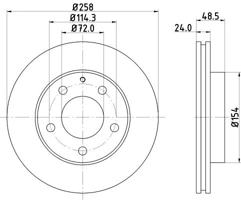 2 Dischi Freno Internamente Ventilati HELLA Ø 72 mm Spessore 24 mm per MAZDA 626 - Immagine 2