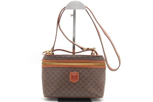 Celine Macadam Vanity Shoulder Bag Brown PVC Leather Vintage Women's Auth
