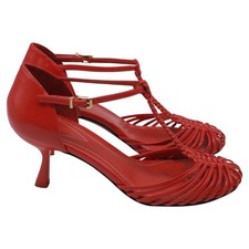 Zimmermann Braided T-Strap Pumps In Leather Women Red Size 37