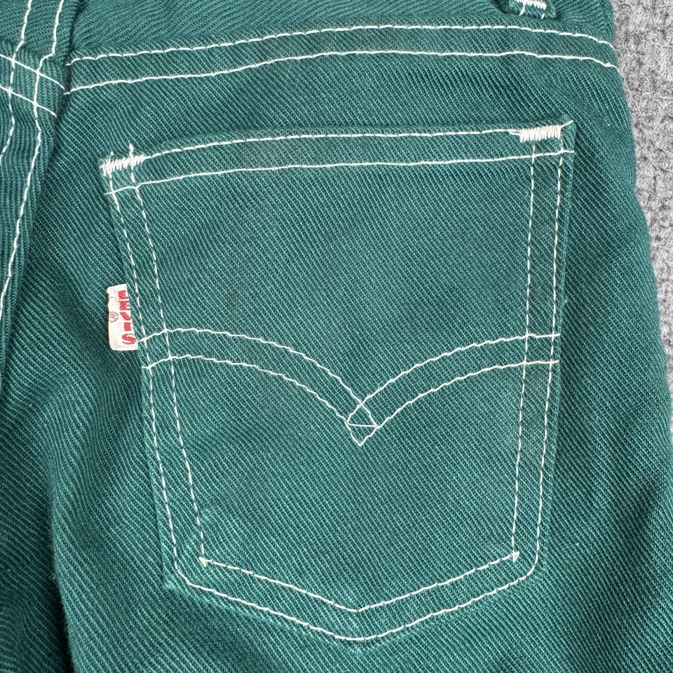 Pantalones de mezclilla vintage Levis Bell niños 6 (20x19) verde acampanado Big E Western años 60 Foto 4 de 4