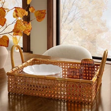 18" Rattan Cane Serving Tray - Threshold