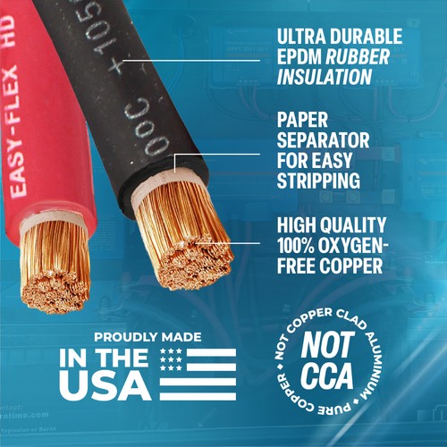 TEMCo 2 Gauge AWG 85 Ft Red Flexible Copper USA Welding Cable Battery Wire - Picture 2 of 9