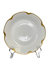 Haviland Limoges Silver Anniversary Salad Plate Antique France Gold Trim 7 1/2"