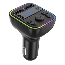 Car FM Transmitter Adapter Type-C Dual USB Fast Charger Handsfree 12V-24V