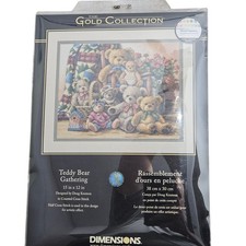 Dimensions NWT Teddy Bear Gathering Cross Stitch Kit 15x12 Multi Doug Knutson