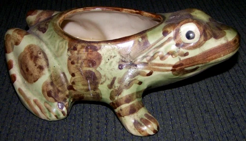 Larger Antique Brush McCoy 8 Inch Long Frog Planter
