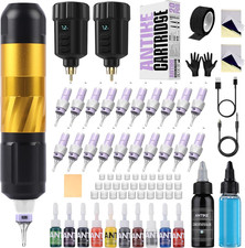 Wireless Tattoo Kit Complete Pro Tattoo Kit with 2 Pcs LCD Tattoo Battery