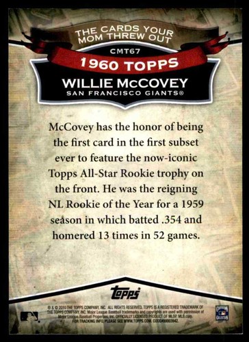 2010 Topps Cards Your Mom Threw Out Willie McCovey San Francisco Giants #CMT67 - Picture 2 of 2