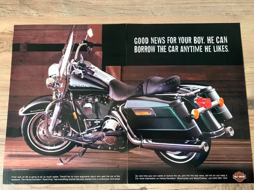 HARLEY DAVIDSON ROAD KING ORIGINAL RAHMENBAR WANDKUNST MOTORRAD FAHRRAD AUTO WERBUNG