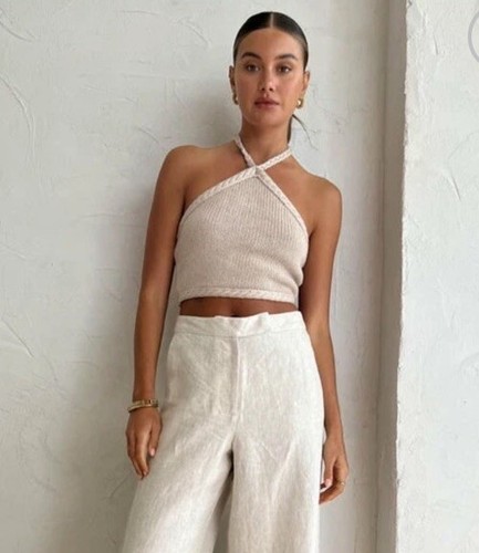 Joslin Top Women 6 Brown Cropped Organic Cotton & Cashmere Knitwear Rrp $325 - Picture 7 of 24