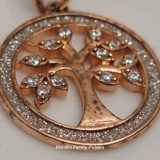 JCM 925 Sterling Silver Rose Gold Tone Tree of Life CZ Pendant