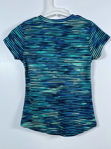 Girls XS 4-5 Champion C9 Short Sleeve V-Neck T-Shirt Top Blue Black Gym Active - Picture 6 of 6