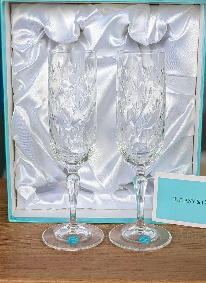 Tiffany Home Essentials Champagne Flutes in Crystal Glass, Set of Two