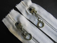 (2) Talon Falcon 3.5" WHITE Metal Ring Chain Pull vtg Pocket Zipper USA lot NOS