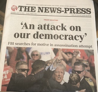 Trump Assassination Attempt News Press Newspaper Florida July 15 2024  Shooting