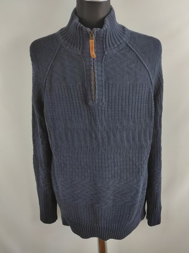 FAT FACE MENS BLUE COTTON CABLE KNIT 1 