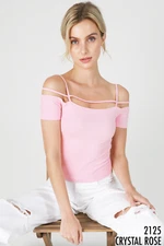 New Light Pink Short Sleeve Multi Strap Off Shoulder Top One Size