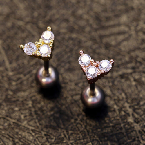 Gem Crystal Ear Cartilage Helix Ring Bar Stud Ear Cuff Climber Piercing Earring - Picture 50 of 268