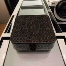 Vtg Beautiful Ralph Lauren Safari Vegan Croc Leather Desk Box Velvet Home office