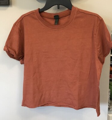 Wild Fable Short Sleeve Cotton Crop Top -Rust/Brown - Junior's Size XL  NEW