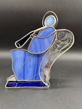 Vintage Hand Made Stained Glass Angel Free Standing Sun Catcher, Numbered, Dated