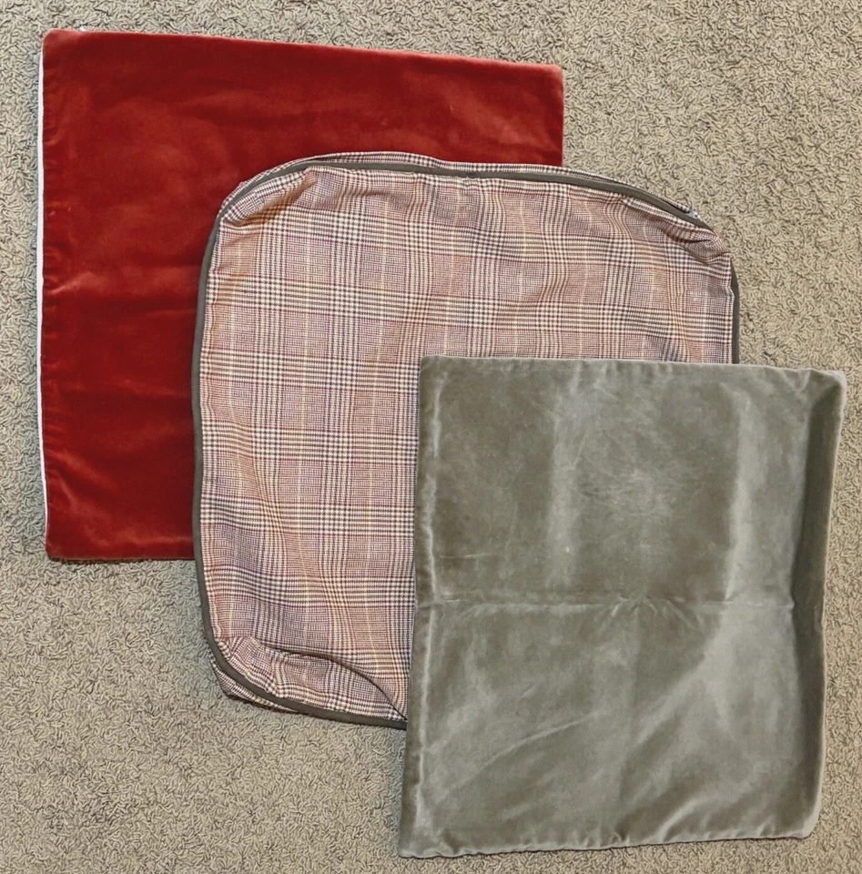 Juego de 2 fundas de almohada de terciopelo Pottery Barn + 1 funda de algodón a cuadros sin marca otoño Foto 2 de 4
