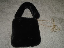 Black Faux Fur Convertible Handbag
