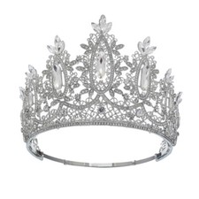 11.2cm Tall Crystal Tiara Crown Wedding Queen Princess Prom Adjustable For Women