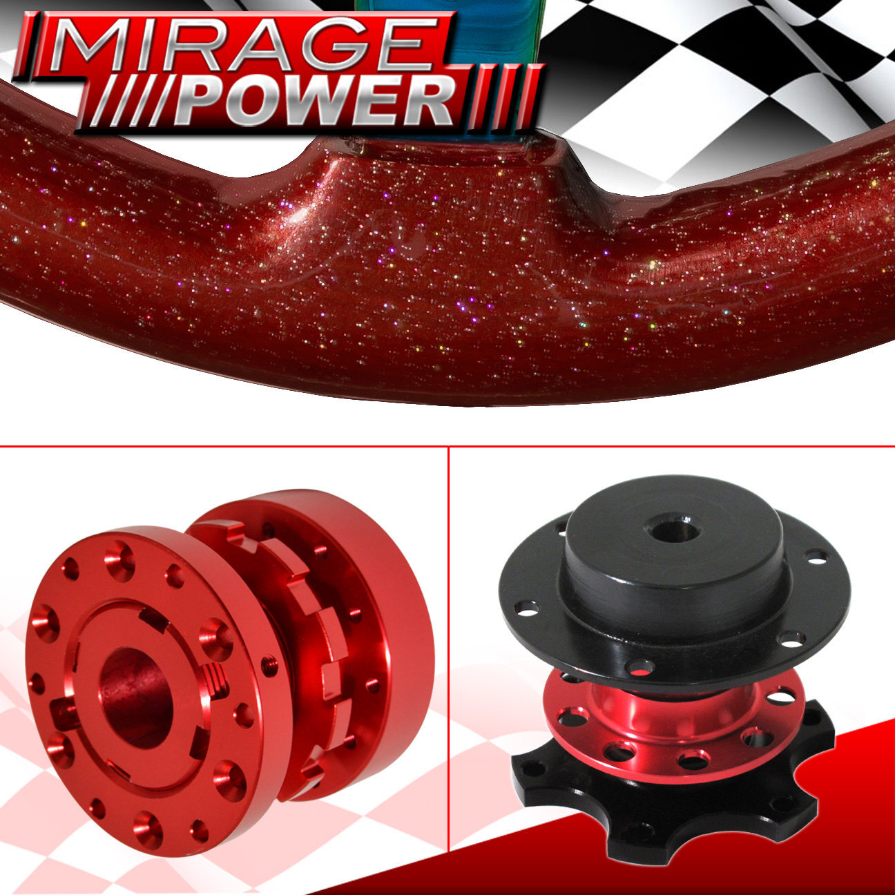 Sparkle Red Neo Chrome Steering Wheel + Extender Quick Release For 03-15 Accord