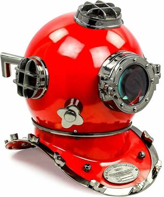 Red Us Navy Divers Diving Helmet marine Decorative Boston nautical Antique Gift