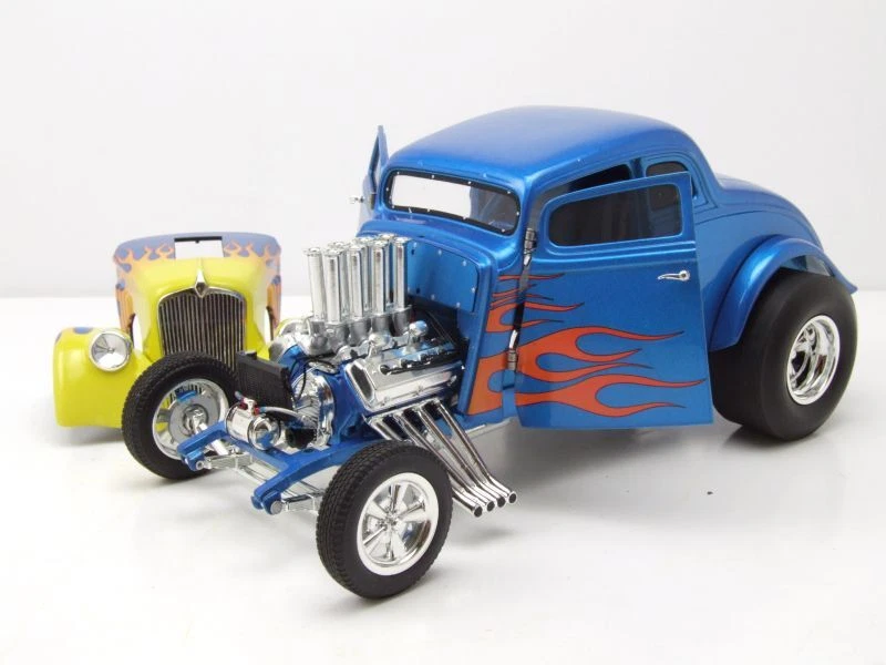 Willys Gasser 1933 Blu Con Fiamme Modellino 1:18 Acme - Immagine 3 di 4