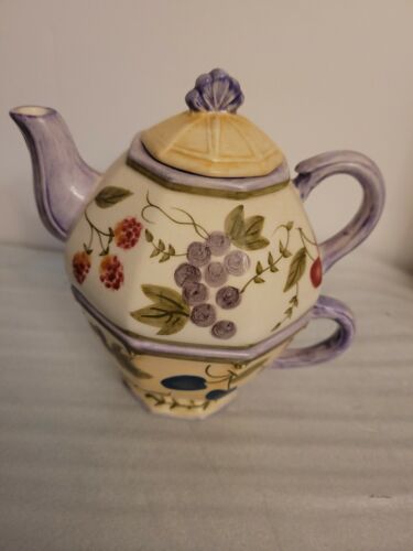  SONOMA Home Goods Tea For One Ceramic Tea Pot w/ Lid and Cup  - 第 1/6 張圖片