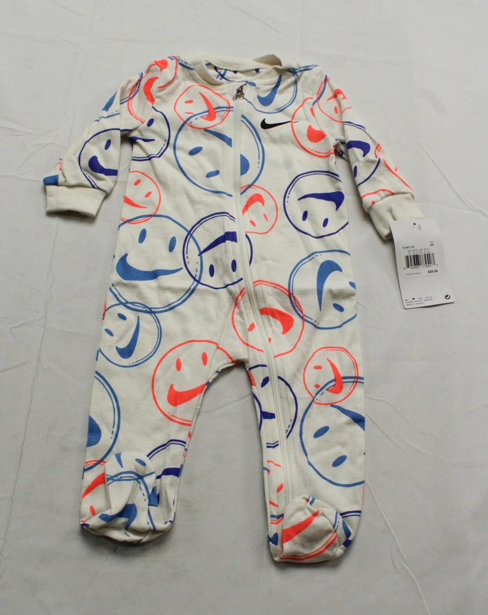 Nike Babies Smiley Face Print One Piece Sleep Play BE5 Sail Size