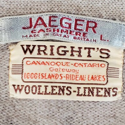Vintage JAEGER Cashmere Cardigan Sweater Mens Large WRIGHTS Great