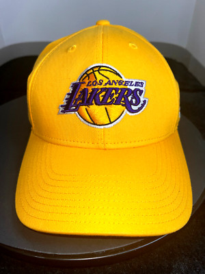adidas Los Angeles Lakers Yellow Cap Hat Curved Bill Adjustable Hook & Loop