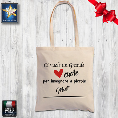 Shopping Bag Maestra Personalizzabile Idea Regalo Fine Anno Natale Pasqua Shopper Borsa In Cotone Borsa Con Manico Insegnati Asilo Nido MATERNA Elementari Con Nome Bambini E Maestro Maestra 3 - Foto 9