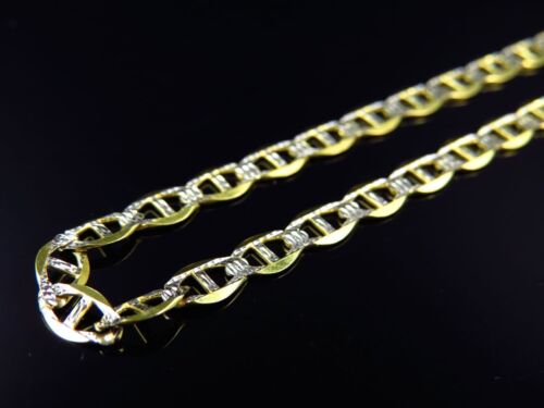 Unisex Solid Flat Diamond Cut Mariner Link Chain Real 14K Yellow Gold 5MM 16"... - Afbeelding 2 van 5