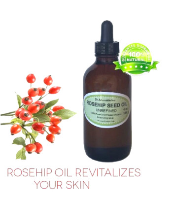 4 oz Glass Bottle 100% Rosehip Oil Unrefined Pure Organic Rose Hip Seed Oil