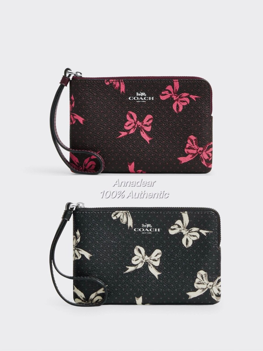 Coach Corner Zip Wristlet With Bow Print CZ441 | eBay