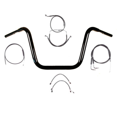 1 1/4'' BBlack 12'' Ape Hanger Kit 2012-2017 Harley-Davidson Dyna Fat Bob No ABS