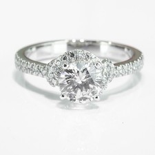 1 1/2 CT Diamond Engagement Ring Round Cut F/SI2 18K White Gold Size 6