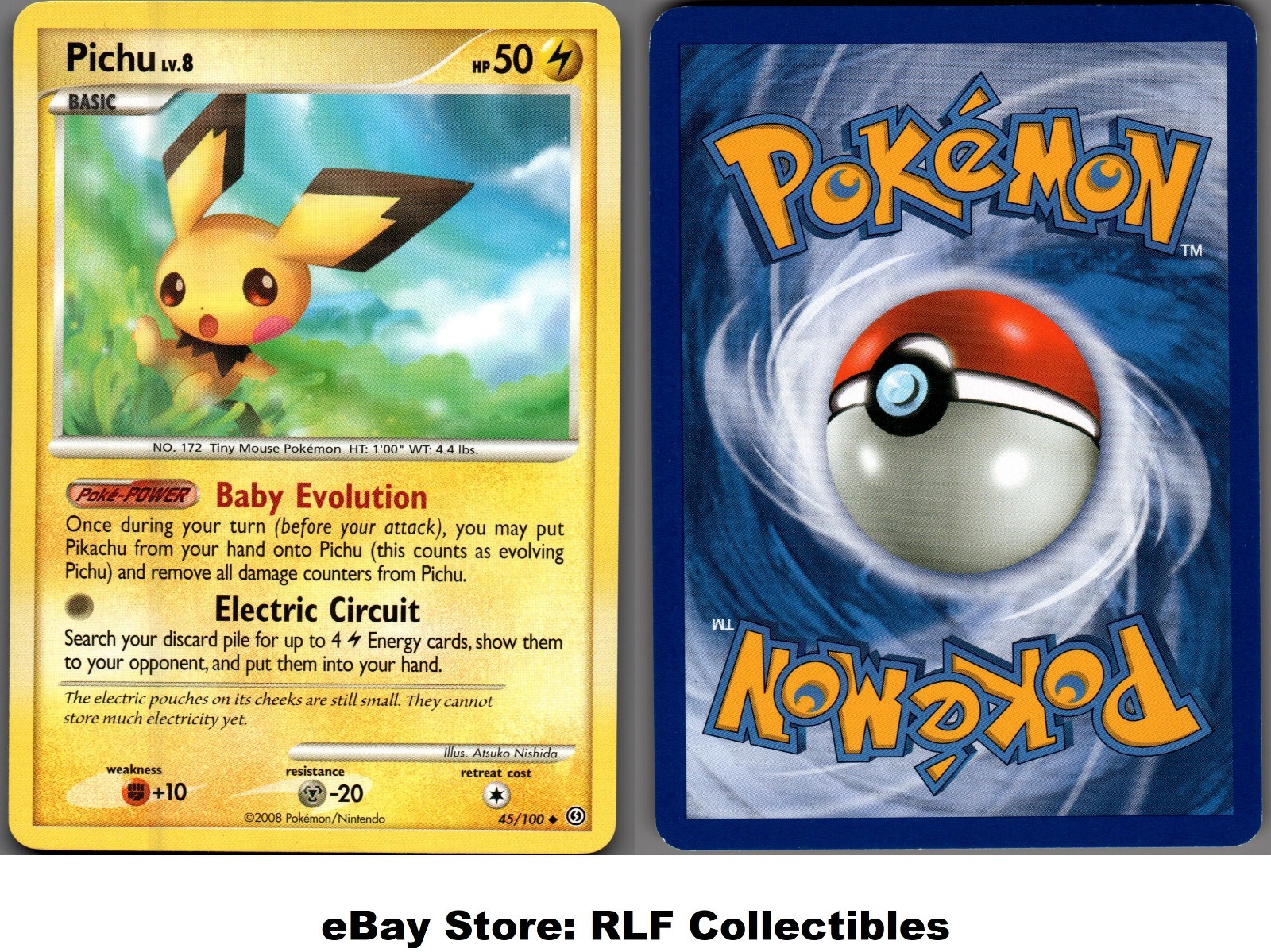 2008 Pokemon, D&P Stormfront, #45/100 Pichu Lv. 8, Uncommon