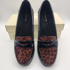 Kim Rogers Women Bria Black Leopard 9.5M Black Slip Penny Lofers